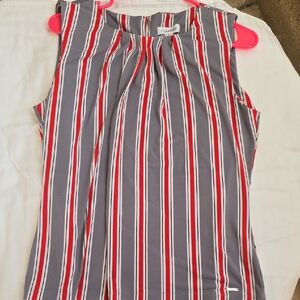 Calvin Klein Red and Gray Striped Top